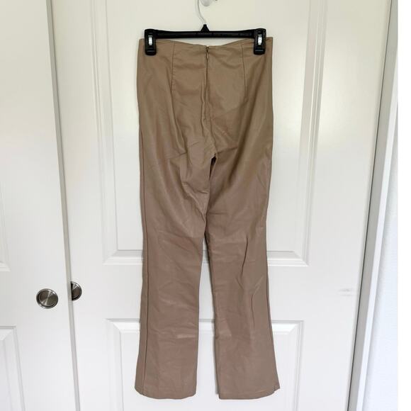 IAMGIA Zoe Faux Leather V Front Pant Tan Beige Small - Picture 4 of 6